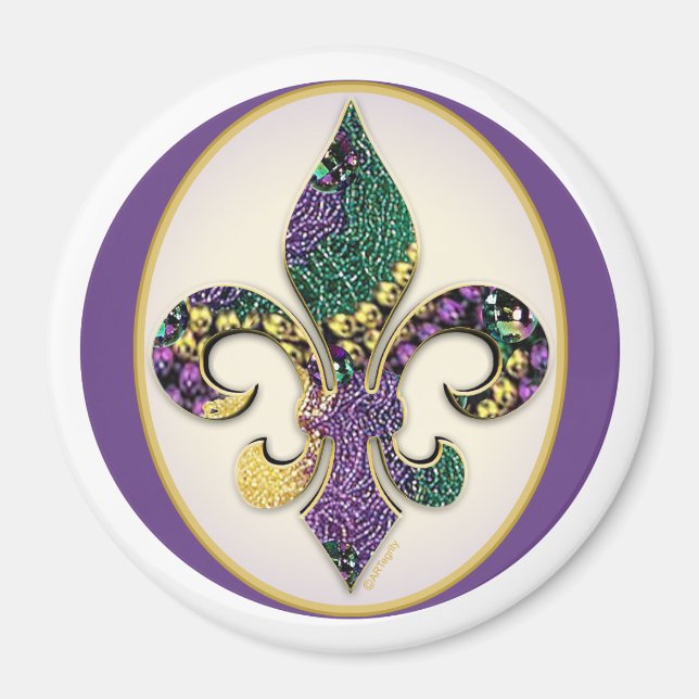 Íman Mardi Gras Bead Fleur de lis (Frente)