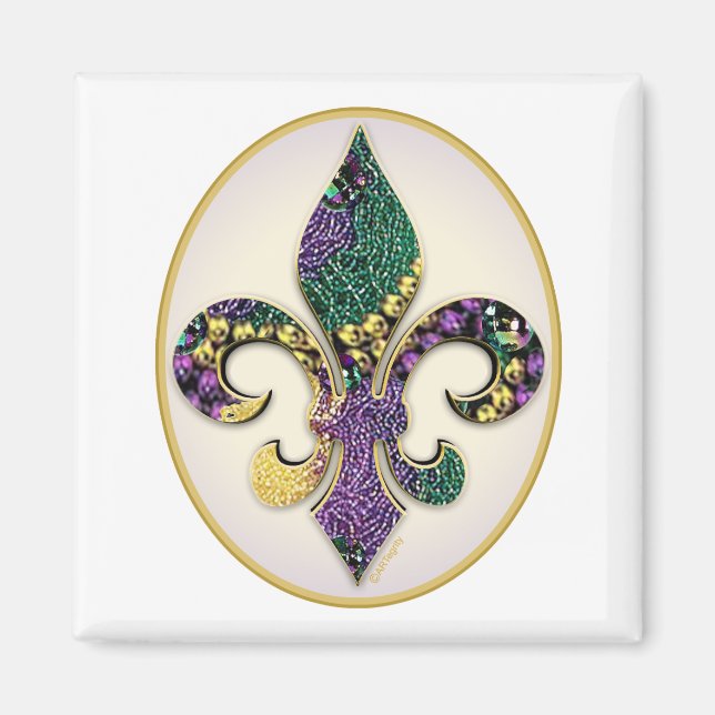Íman Mardi Gras Bead Fleur de lis (Frente)