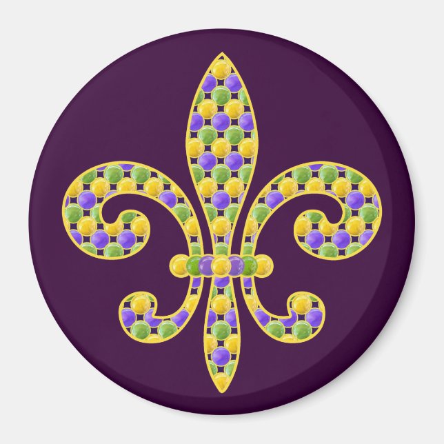 Íman Mardi Gras Bead Fleur de lis (Frente)