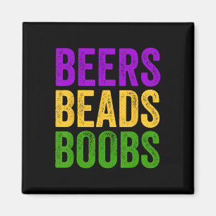 Íman Mardi Gras Beers Miçangas Breast Tee New Orlean