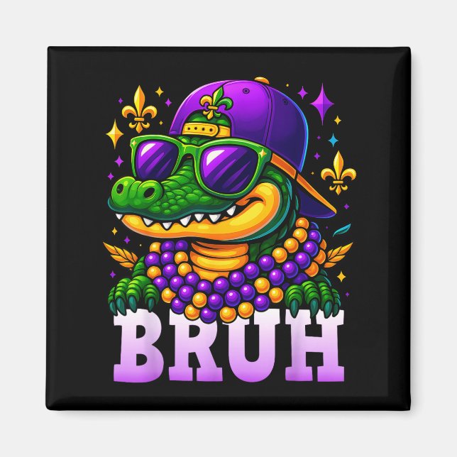 Íman Mardi Gras Bruh Mardigator Alligator Costume Teens (Frente)