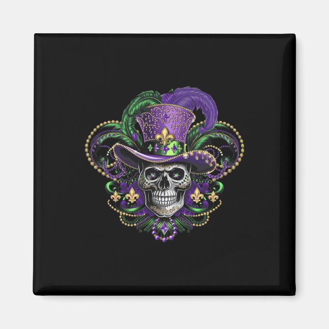 Íman Mardi Gras Costume Sugar Skull Carnaval Halloween (Frente)