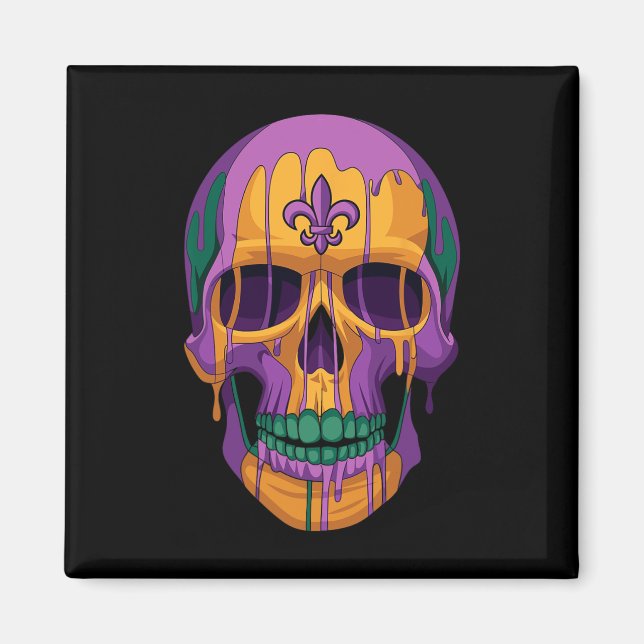 Íman Mardi Gras Costume Sugar Skull Carnaval Nova Orlea (Frente)