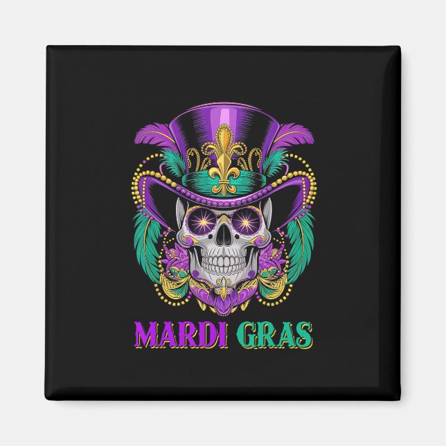 Íman Mardi Gras Costume Sugar Skull Carnaval Nova Orlea (Frente)
