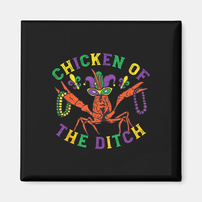 Íman Mardi Gras Crawfish Chicken Do Par Retro Ditch (Frente)