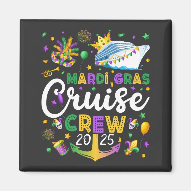 Íman Mardi Gras Cruise Crew 2025 Matching Square (Frente)