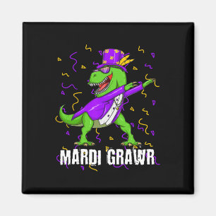 Íman Mardi Gras Dabbing T Rex Dinossaur Mardi Grawr Bea