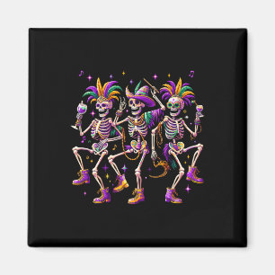 Íman Mardi Gras Dançando Skeleton Engraçado