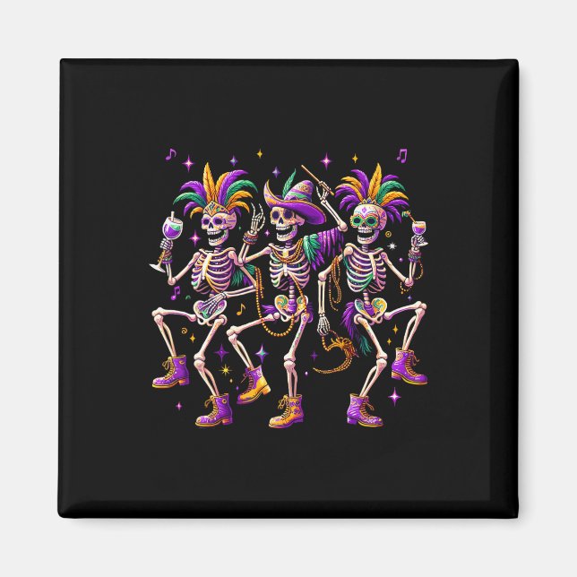 Íman Mardi Gras Dançando Skeleton Engraçado (Frente)