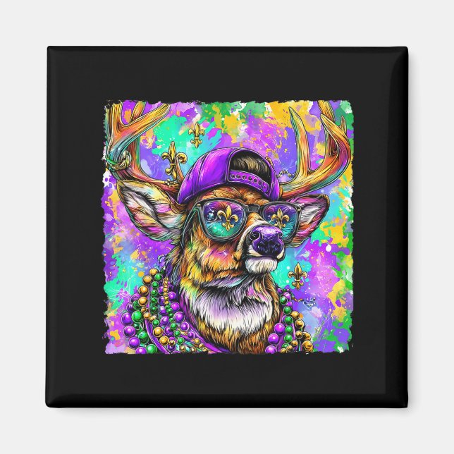 Íman Mardi Gras Deer Buck Hunting New Orleans Camo Men  (Frente)