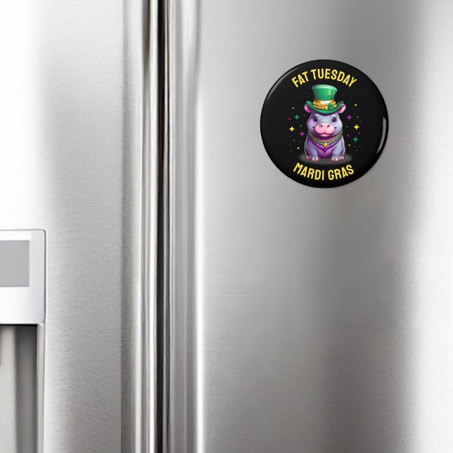 Íman Mardi Gras Fat Terça-feira Hippo Sticker (Criador carregado)