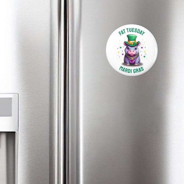 Íman Mardi Gras Fat Terça-feira Hippo Sticker (Criador carregado)