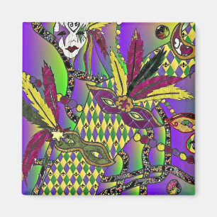 Íman Mardi Gras Feather Máscaras Psicodélicas Oferece R