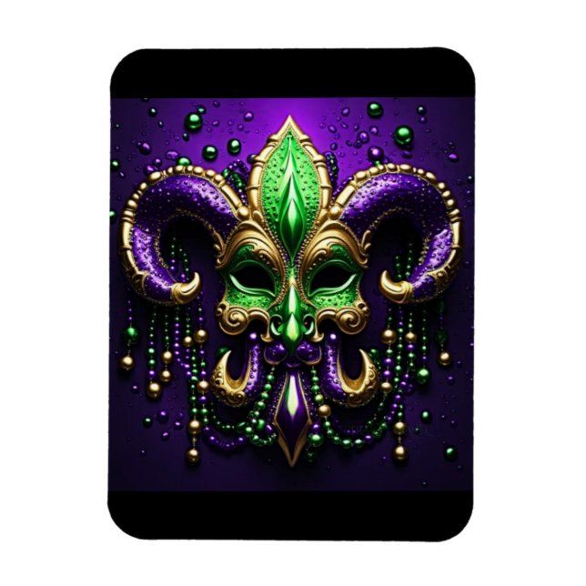 Íman Mardi Gras Fleur De Lis Design (Vertical)