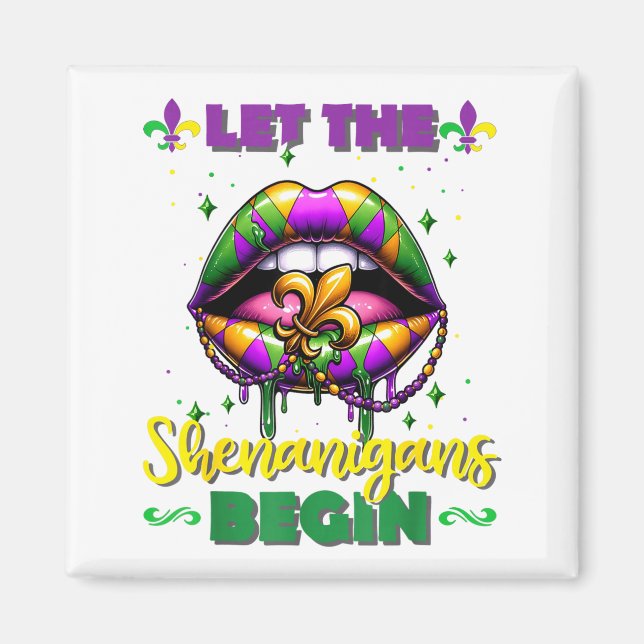 Íman Mardi Gras Let The Shenanigans Begin Lips Kids Men (Frente)