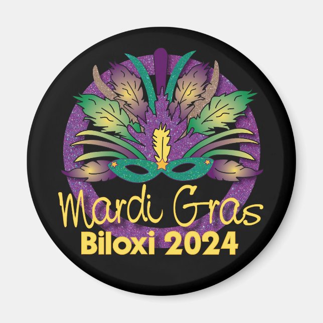 Íman Mardi Gras Mask Magnet - 2024 - Biloxi, MS (Frente)