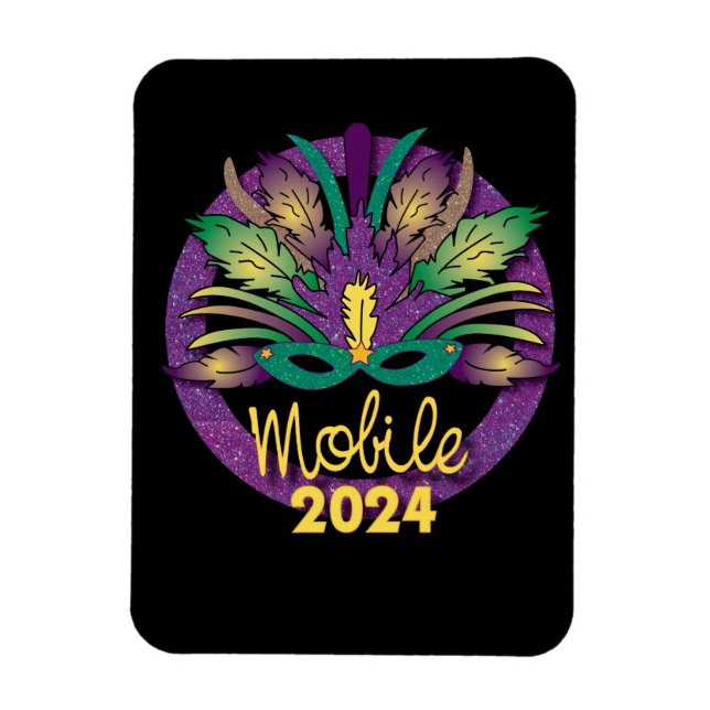 Íman Mardi Gras Mask Magnet - 2024 - Mobile (Vertical)