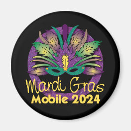 Íman Mardi Gras Mask Magnet - 2024 - Mobile, AL