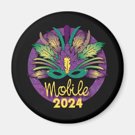 Íman Mardi Gras Mask Magnet - 2024 - Mobile, AL