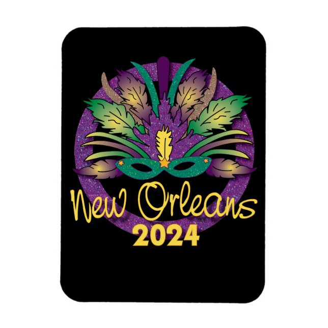 Íman Mardi Gras Mask Magnet - 2024 - Nova Orleans (Vertical)