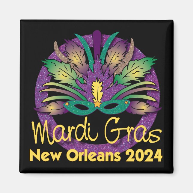 Íman Mardi Gras Mask Magnet - 2024 - Nova Orleans (Frente)