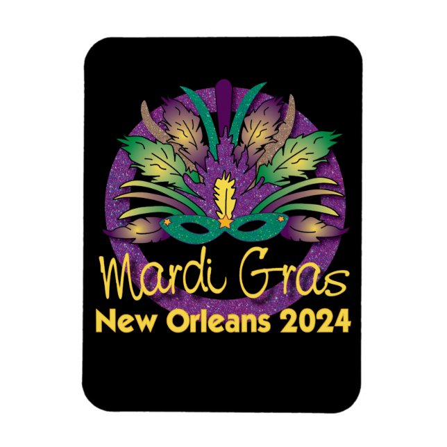 Íman Mardi Gras Mask Magnet - 2024 - Nova Orleans (Vertical)