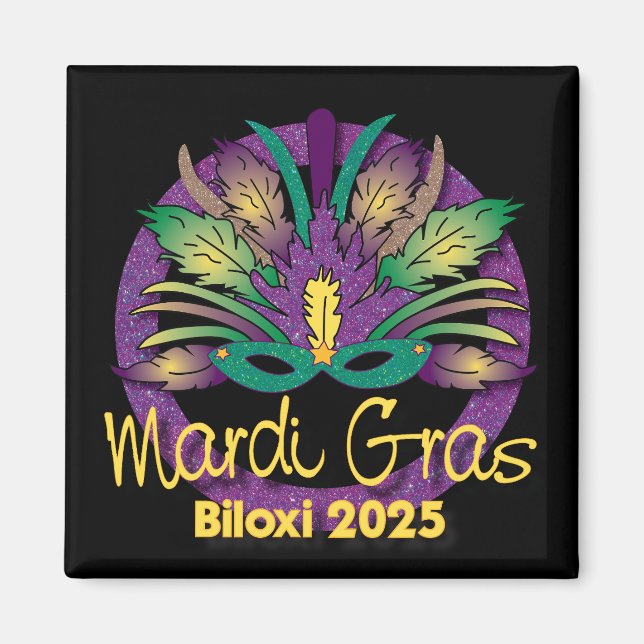 Íman Mardi Gras Mask Magnet - 2025 - Biloxi, MS (Frente)