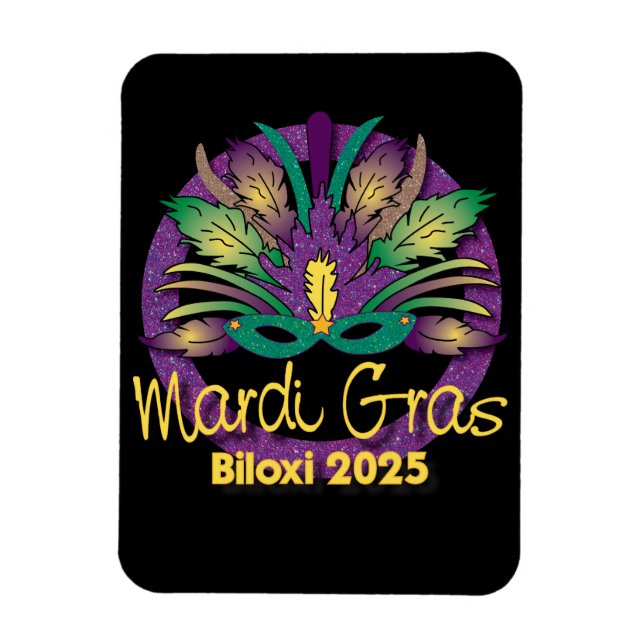 Íman Mardi Gras Mask Magnet - 2025 - Biloxi, MS (Vertical)
