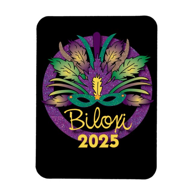 Íman Mardi Gras Mask Magnet - 2025 - Biloxi, MS (Vertical)