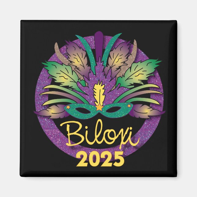 Íman Mardi Gras Mask Magnet - 2025 - Biloxi, MS (Frente)