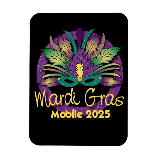 Íman Mardi Gras Mask Magnet - 2025 - Mobile (Vertical)