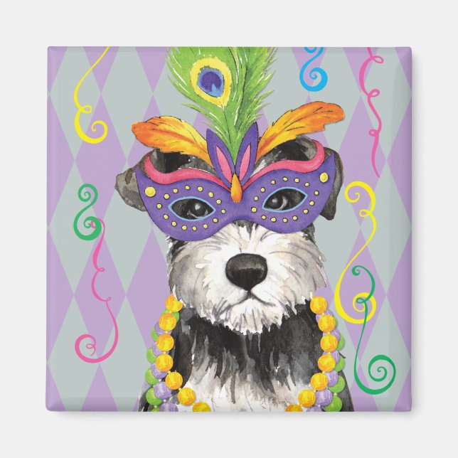 Íman Mardi Gras Mini Schnauzer (Frente)