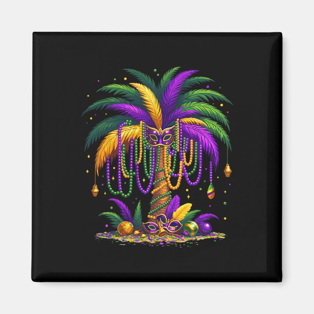 Íman Mardi Gras Palm Tree Hawaiai Tropical Party Men W (Frente)