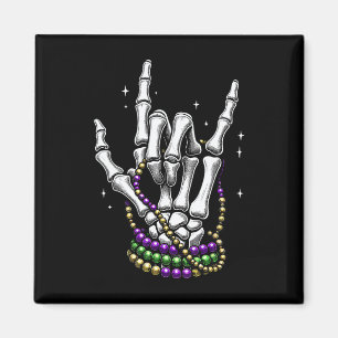Íman Mardi Gras Rocker Skeleton Mãos Rock Em Nova Orlea