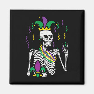 Íman Mardi Gras Skeleton Rock Mão Engraçado Tee Rocker