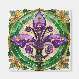 Íman Mardi Gras StainGlass Fleur de lis