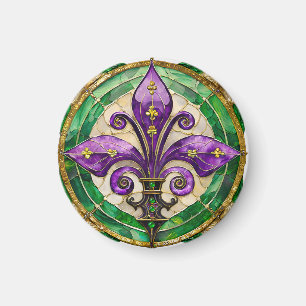 Íman Mardi Gras StainGlass Fleur de lis