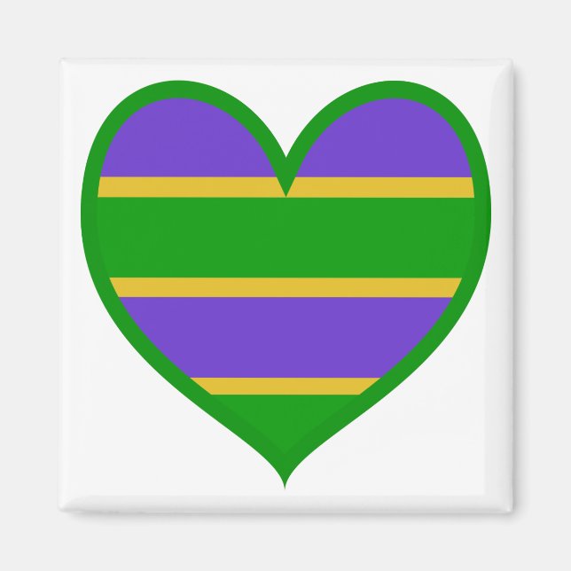 Íman Mardi Gras Striped Heart (Frente)