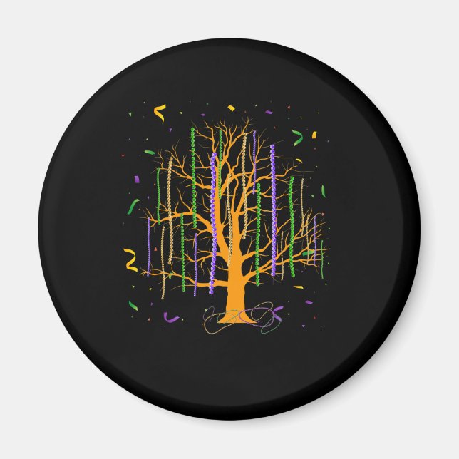 Íman Mardi Gras Tree Miçanga New Orleans 2022 Watercolo (Frente)