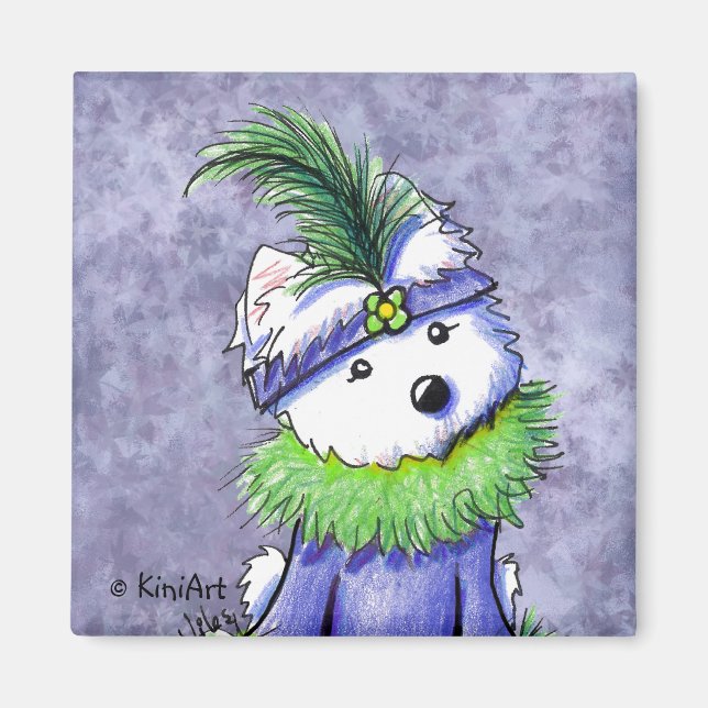 Íman Mardi Gras Westie Magnet (Frente)