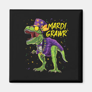 Íman Mardi Grawr T-rex Dinossaur Dino Mardi Gras Kids B