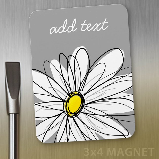 Íman Margarida da moda com cinza e amarelo (Daisy Manget)