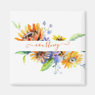 Íman Margaridas aquarela personalizadas  