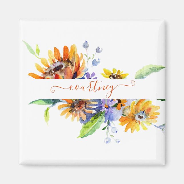 Íman Margaridas aquarela personalizadas   (Frente)