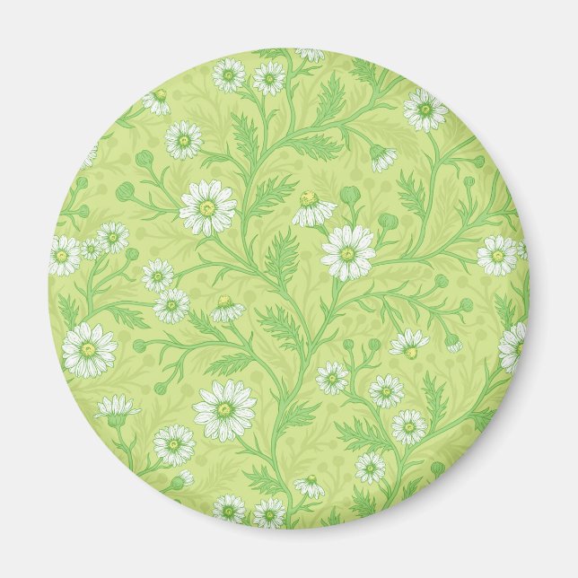 Íman Margaridas em branco e verde sobre verde melancia (Frente)