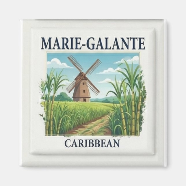 Íman Marie-Galante Guadeloupe Caribbean Windmill Tile (Frente)