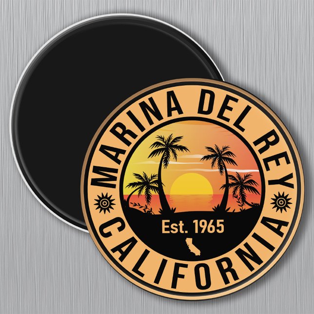 Íman Marina del Rey California Retro Sunset Souvenirs (Criador carregado)