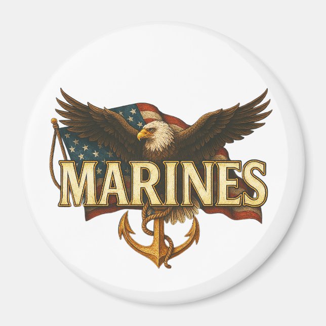 Íman Marines With Eagle and Flag (Frente)