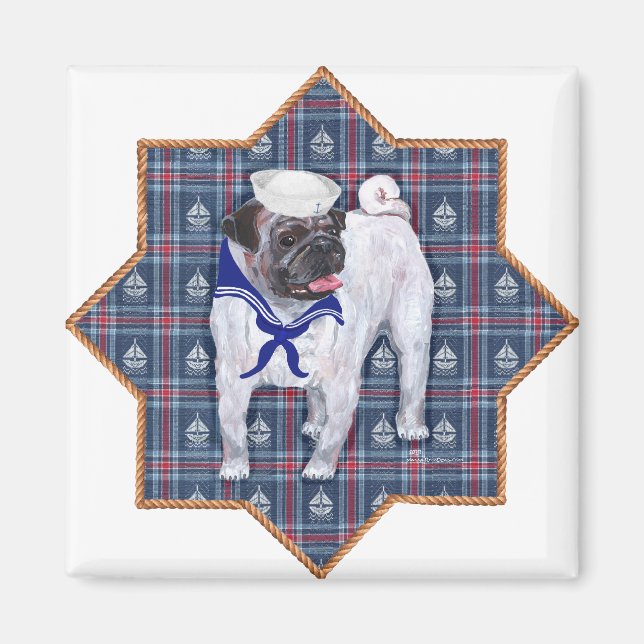 Íman Marinheiro Pug (Frente)