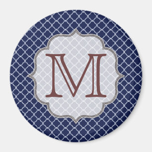 Íman Marinho Azul Triterfoil Monograma Magnético Inici